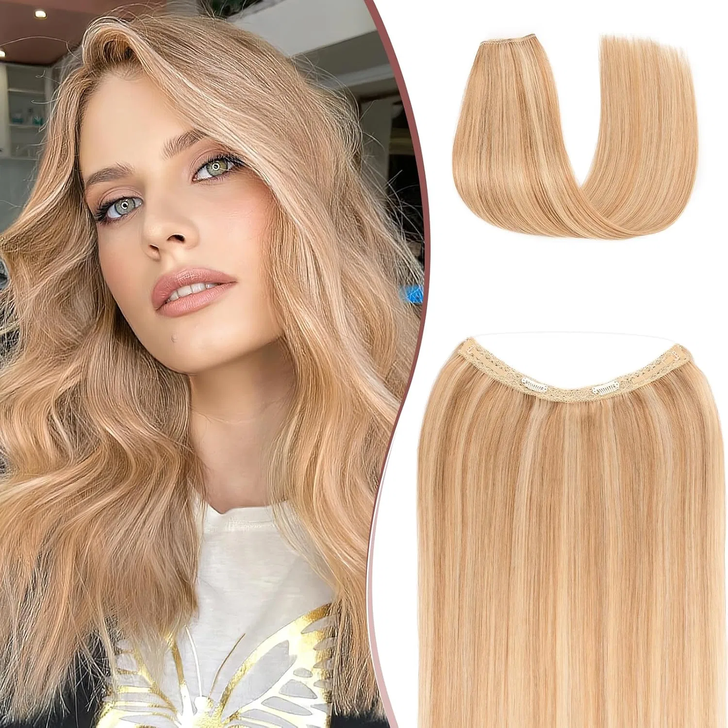 Наращивание волос на невидимой леске SEGO Hair Halo, 40 см Sego, #12/613 Golden Brown With Bleached Blonde