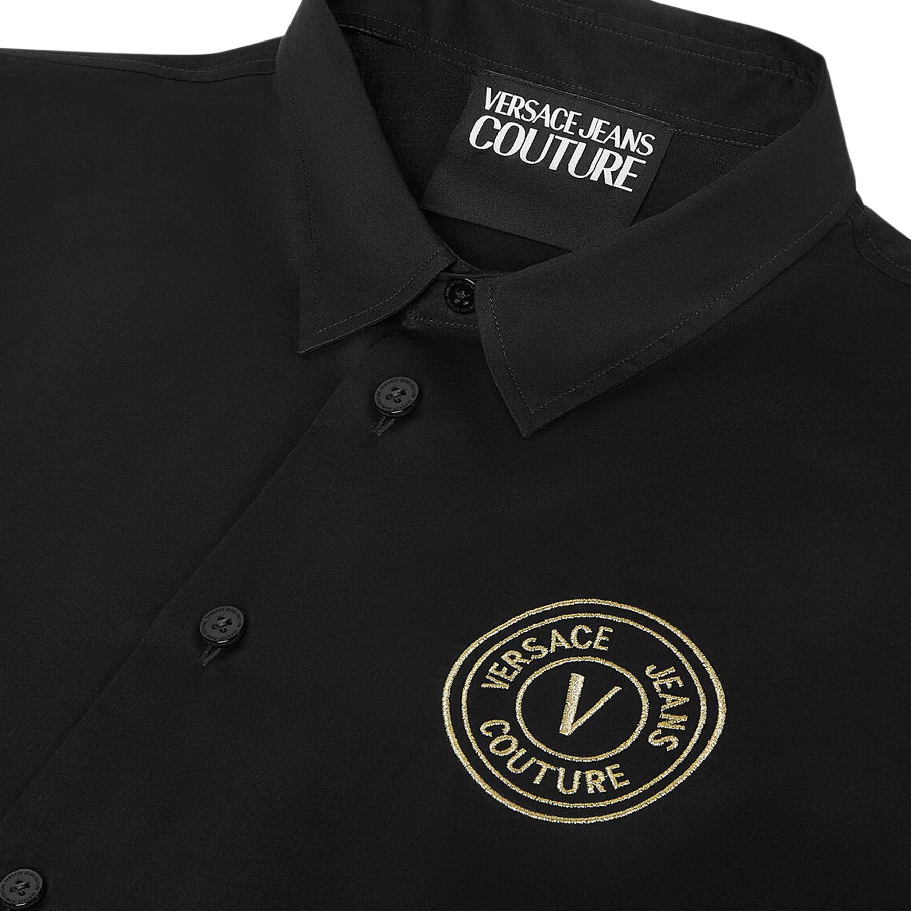 Versace Мужская рубашка, черные, с острым воротником, средней высоты — фото 4