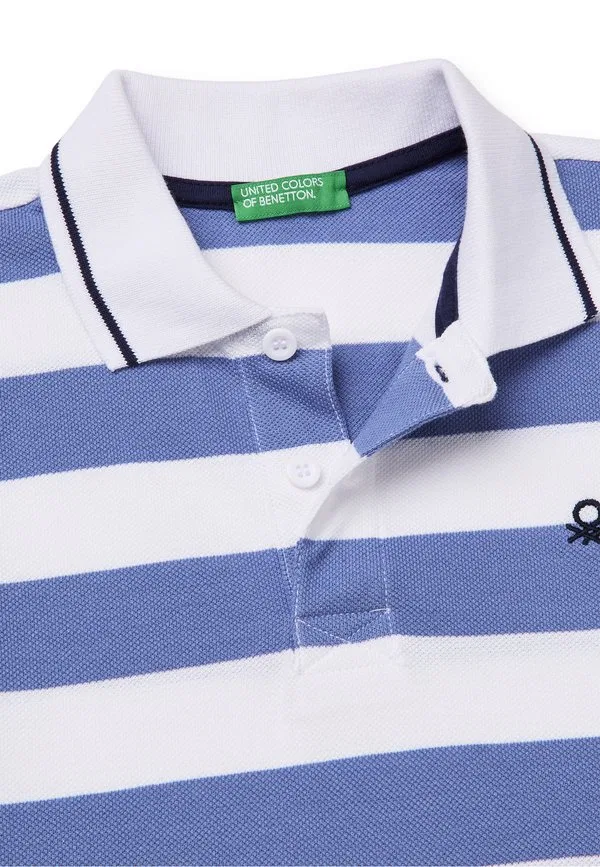 Полосатая рубашка поло. рубашка поло United Colors Of Benetton, Blue/White — фото 3