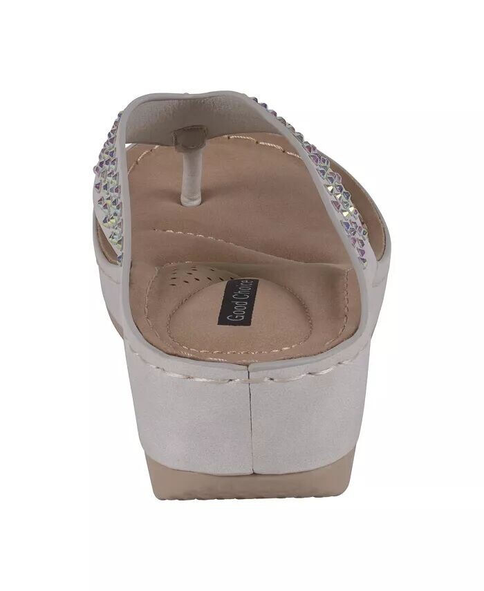 Женские удобные босоножки на танкетке с украшением Tiana GC Shoes, белый — фото 3