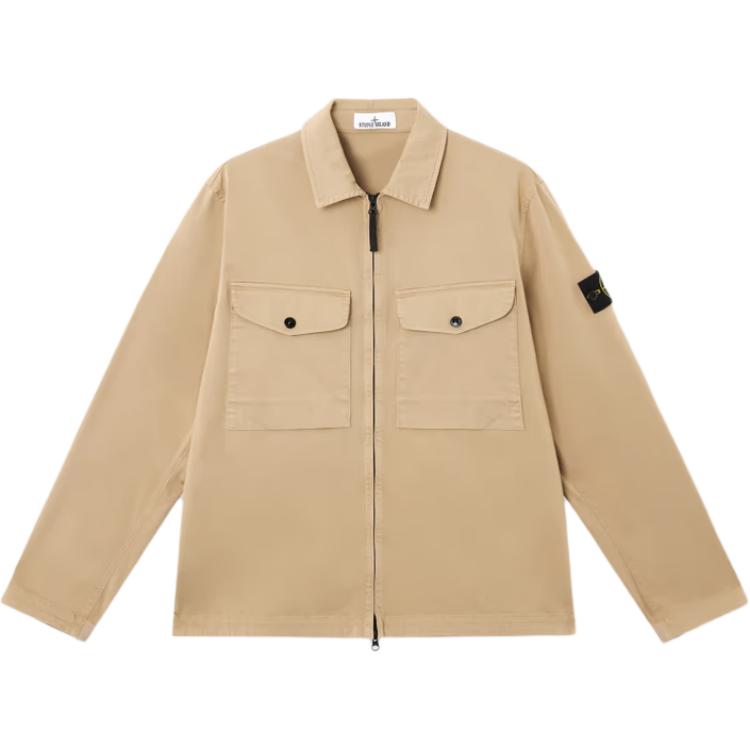 

STONE ISLAND Застёгивающаяся на молнию рубашка-куртка с нашивкой компас, Khaki