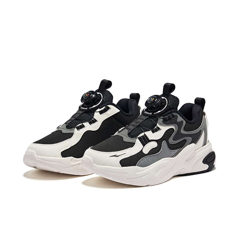 Низкие детские повседневные ботинки Slip Resistant Abrasion Resistant черный белый ERKE KIDS, черный/Microбелый — фото 4