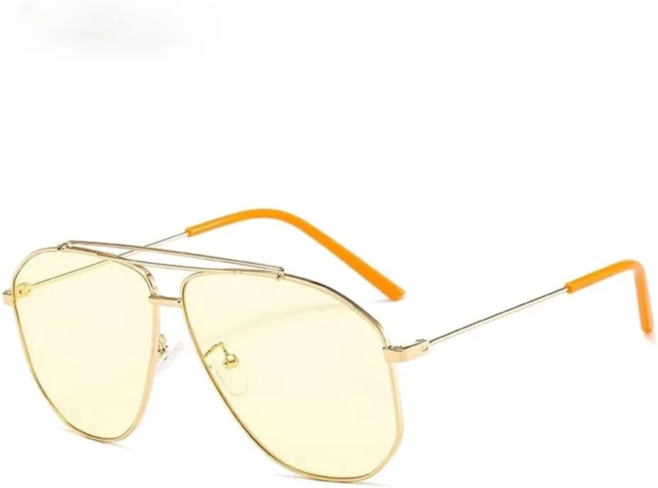 

Солнцезащитные очки LVTFCO Alloy Polygon для мужчин, модные авиационные солнцезащитные очки для женщин, ретро-очки, розовые, прозрачные, большого размера, Gold Yellow