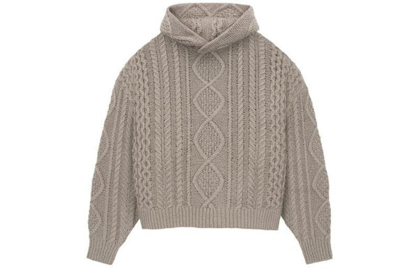 Толстовка fw23 cable knit hoodie 'core heather' Fear Of God Essentials, коричневый — фото 3