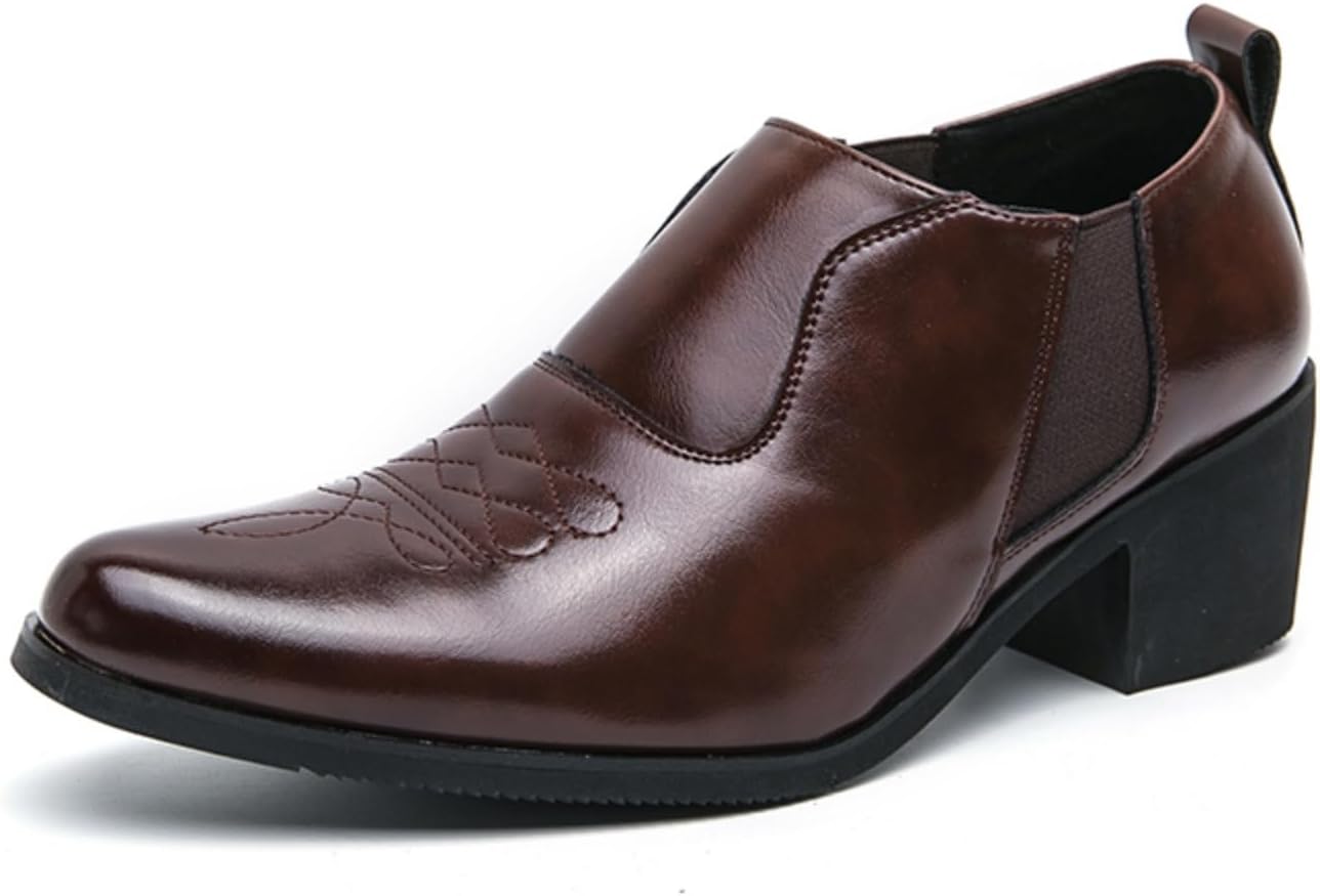 

Мужские кожаные ботинки Kpdwfms Chelsea, стильная формальная обувь - идеально подходят для вечерних мероприятий, деловых встреч и повседневной носки, коричневый