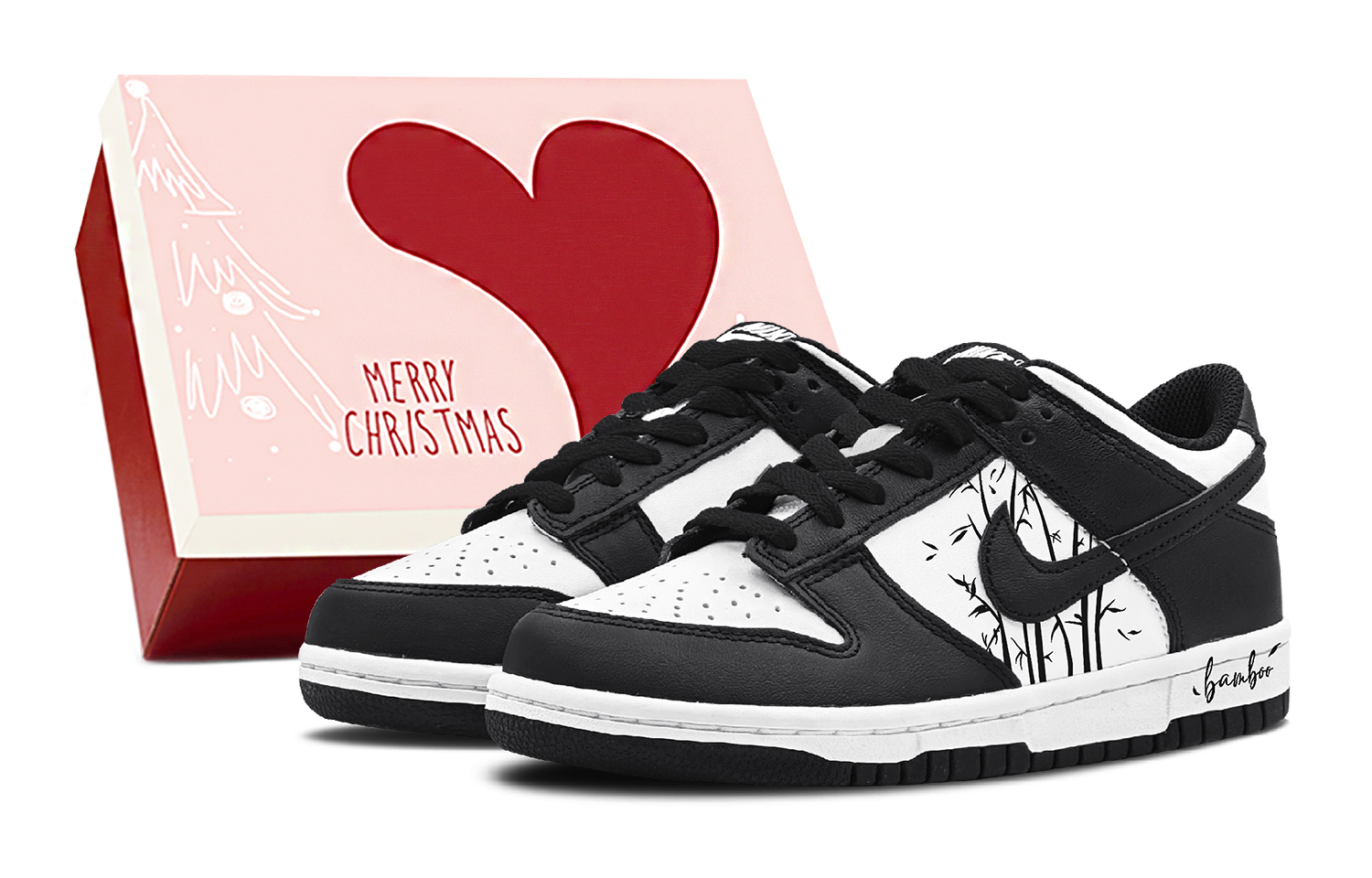 

Nike Детские кроссовки для скейтбординга Dunk "Black" с нескользящей подошвой, износостойкие, черно-белые, подростковые