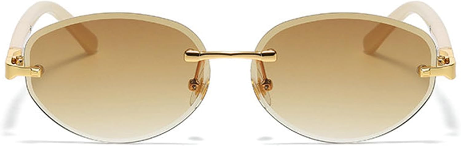 

Женские солнцезащитные очки Helena Fashion Oval в стиле 90-х, роскошные, без оправы, дизайнерские, с металлическим каркасом, мужские классические винтажные круглые очки с защитой от УФ-излучения UV400, C2