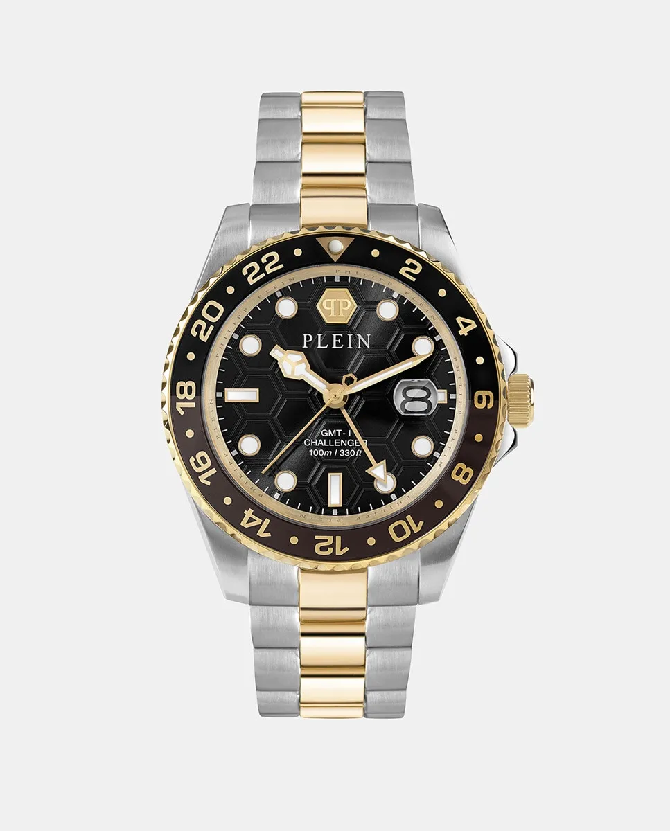 

Мужские часы GMT-I Challenger PWYBA0323 из двухцветной стали Philipp Plein, мультиколор
