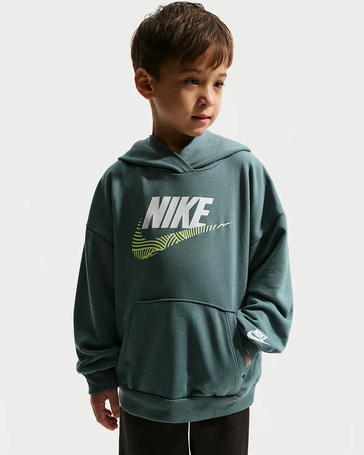 Детский набор из 2 предметов: оверсайз-свитшот из французского флиса Nike Sportswear In The Zone, Black — фото 2