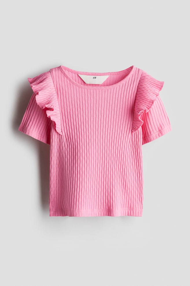 

Хлопковая рубашка с воланом H&M, розовый