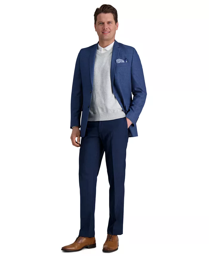 

Мужские классические брюки прямого кроя Premium Comfort с 4-сторонней растяжимостью, без складок и стрелок Haggar, синий