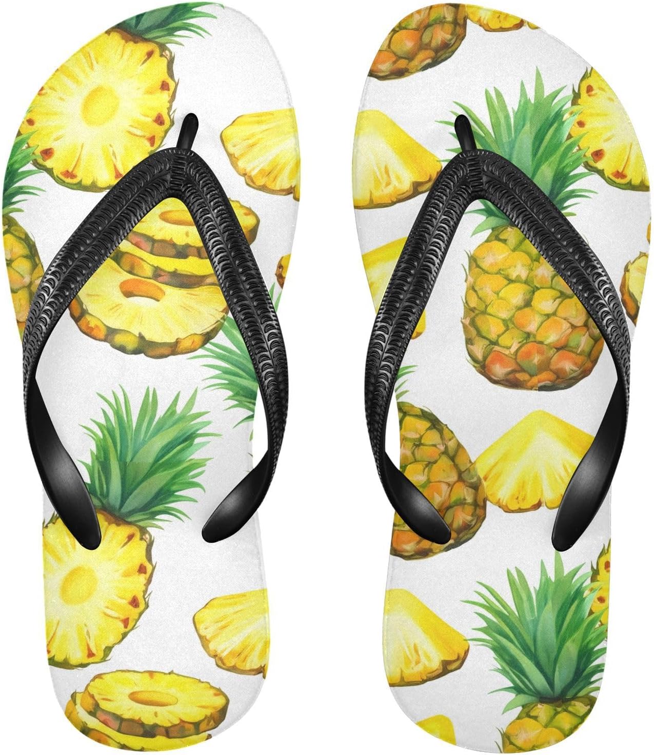 

Белые вьетнамки с рисунком ананаса, пляжные шлепанцы для душа, резиновые нескользящие летние тапочки для ходьбы, для мужчин и женщин Sinestour