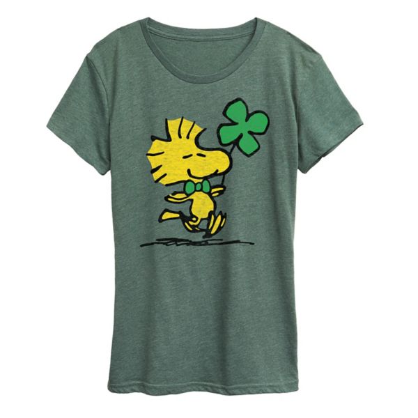 

Женская футболка с рисунком клевера и peanuts woodstock Licensed Character, зеленый
