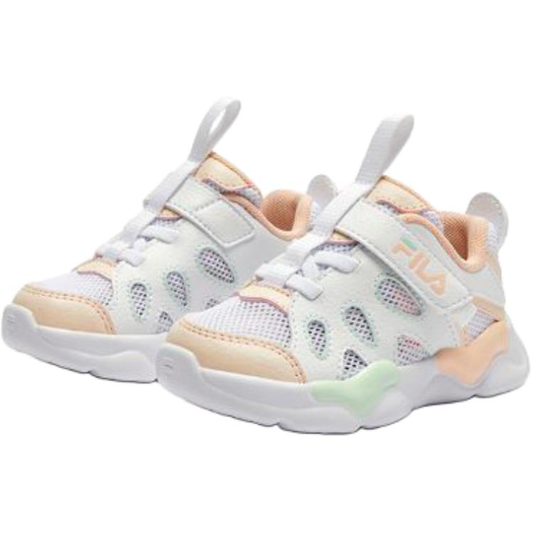 Нескользящие износостойкие низкие туфли для малышей FILA KIDS, белый/зеленый/оранжевый — фото 2