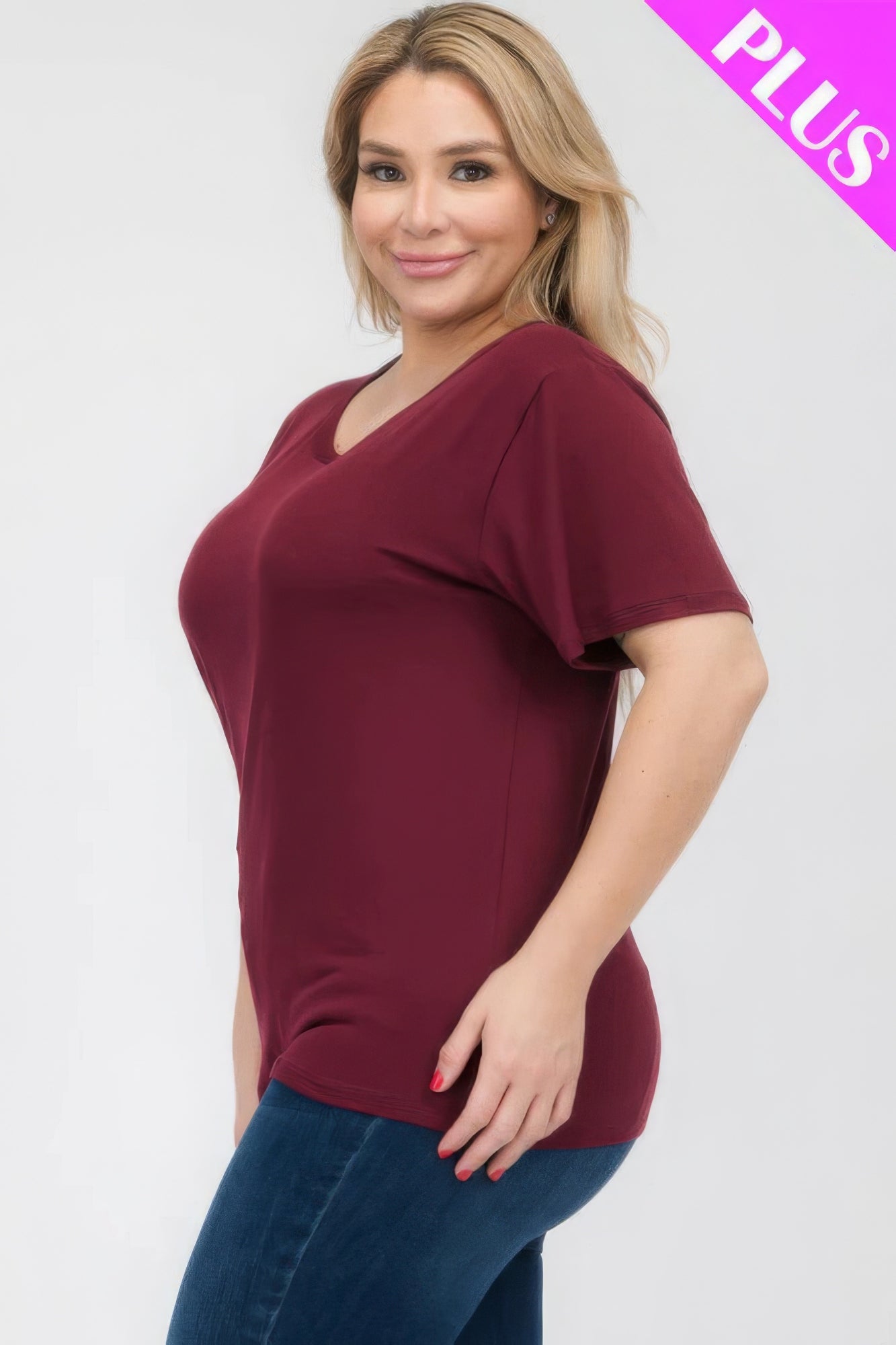 

Футболка с коротким рукавом размера плюс FASHNZFAB, цвет burgundy