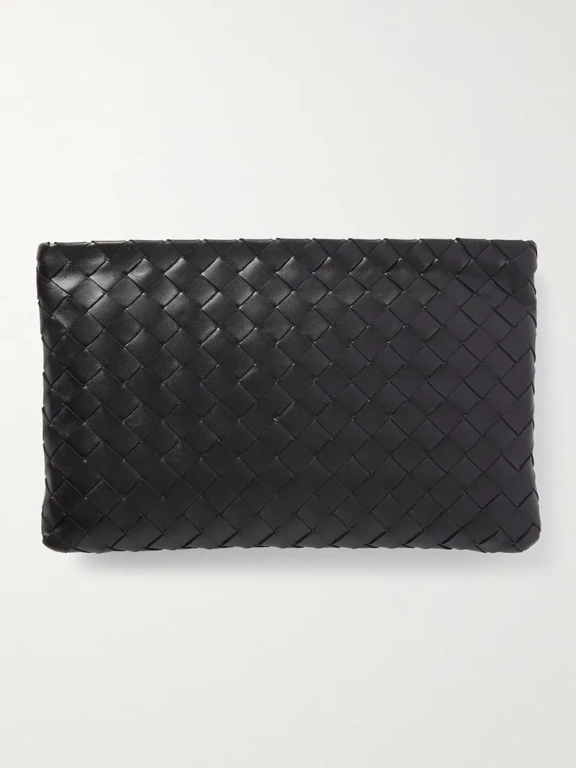 Средняя кожаная сумка-клатч intrecciato BOTTEGA VENETA, черный — фото 3
