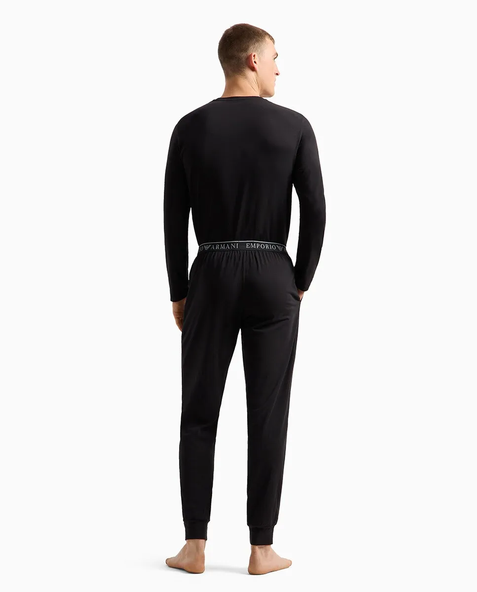 

Мужская длинная хлопковая пижама Armani, черный