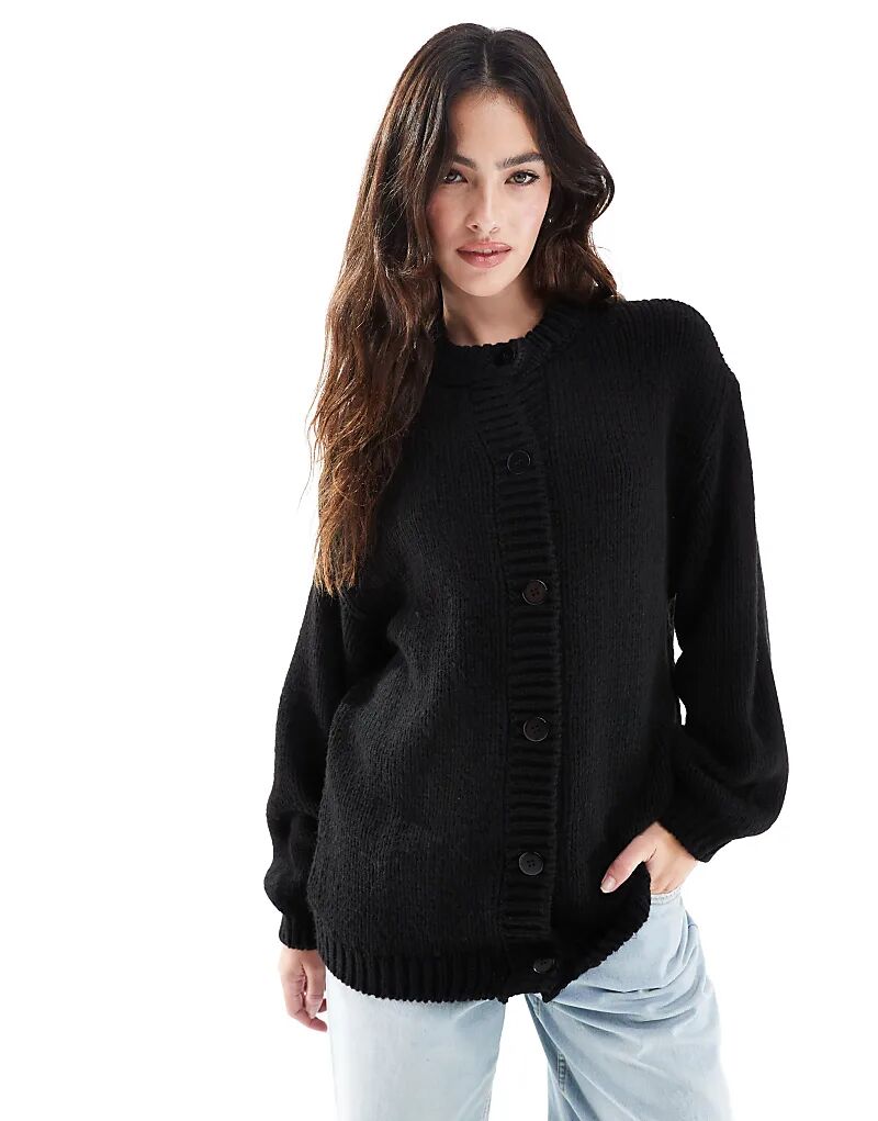 

Вязаный кардиган с круглым вырезом черного цвета ASOS DESIGN