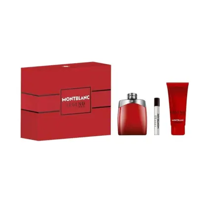 Подарочная коробка MONT BLANC Legend Red - EdP 100 мл + гель для душа 100 мл + спрей для путешествий Montblanc