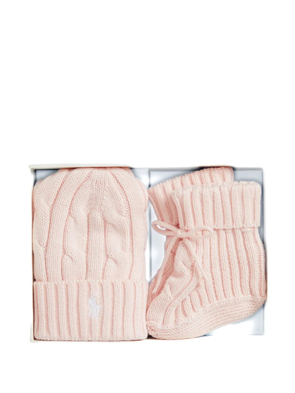 Комплект из шапки бини и пинеток POLO RALPH LAUREN KIDS, розовый — фото 3