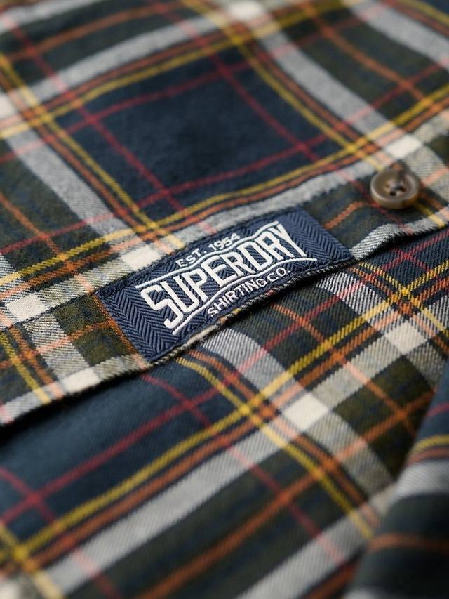 Органическая хлопковая рубашка в винтажную клетку Superdry, Bryce Navy/Multi — фото 4