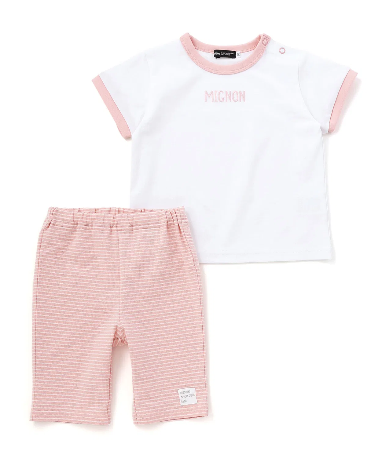 Футболка с вышивкой и брюки в полоску, набор для малышей, BeBe, 80-90 см, розовый