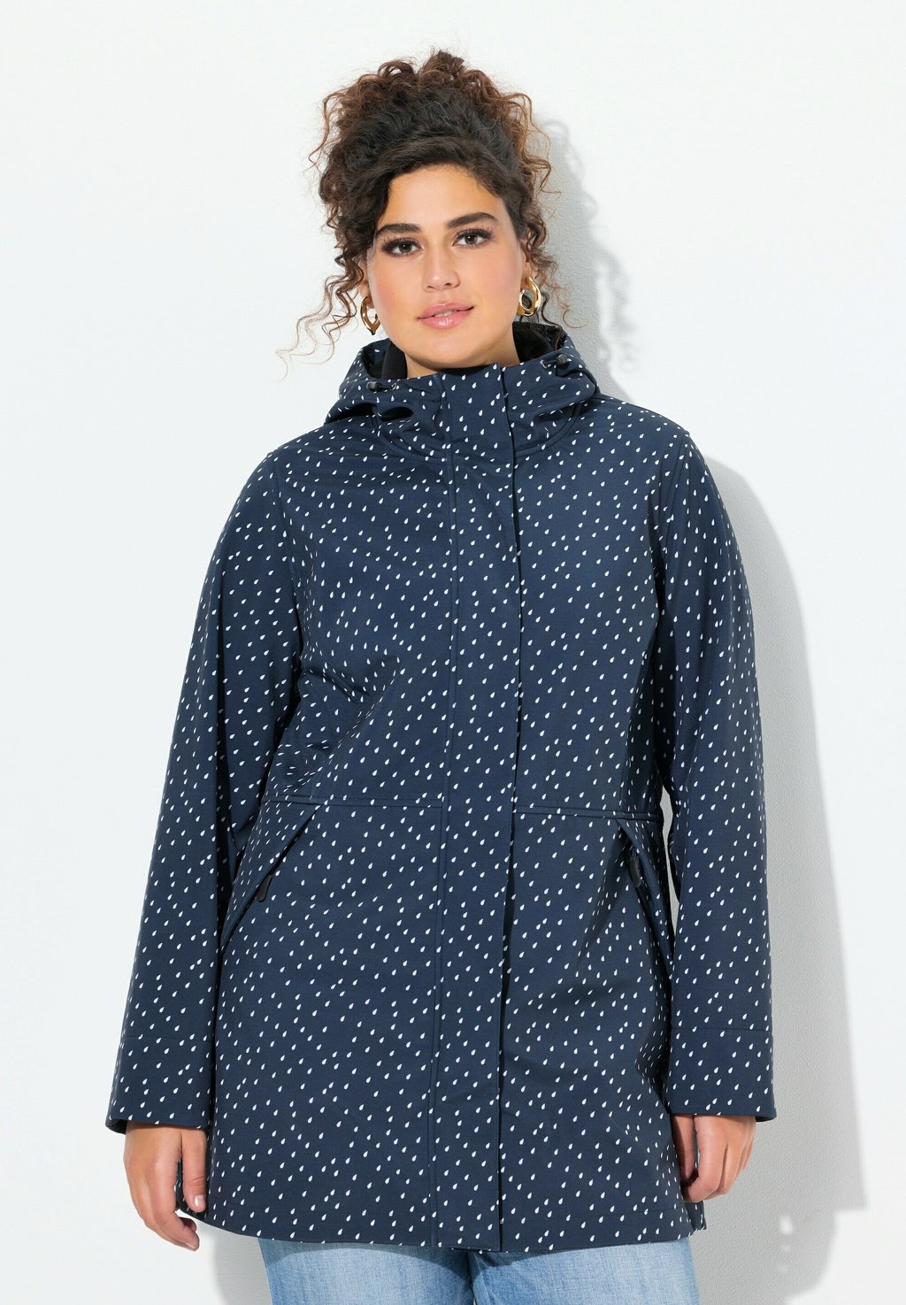

Водонепроницаемая куртка RAINDROP PRINT LONGLINE Ulla Popken, темно-синий