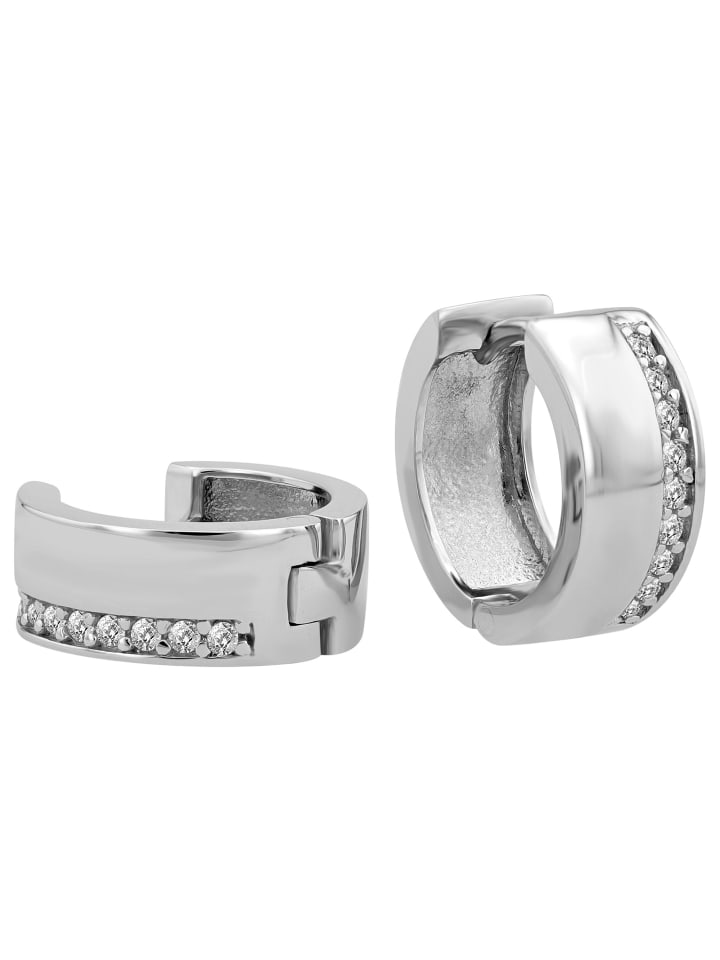 

Adeliás Женские серьги - серьги-кольца на шарнирах из серебра 925 пробы с кубическим цирконием в серебре