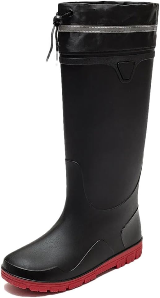 

Мужские высокие дождевые сапоги Водонепроницаемые защитные однотонные дождевые сапоги Мужские резиновые ботинки Платформенные сапоги Generic, красный