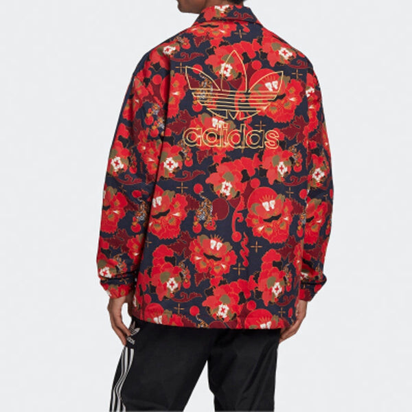 Куртка adidas LNY COACH Jacket COLLEGIATE NAVY / SCARLET / MULTICOLOR / GOLD METALLIC, красный — фото 4