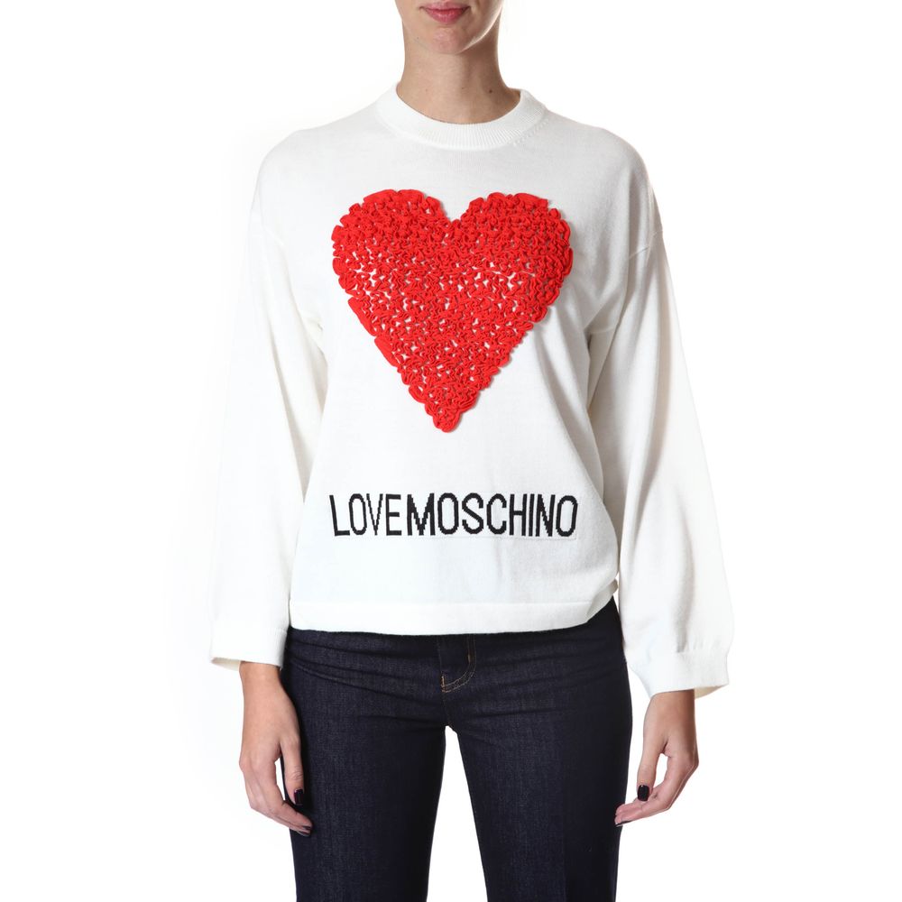 

Белый шерстяной женский свитер LOVE MOSCHINO