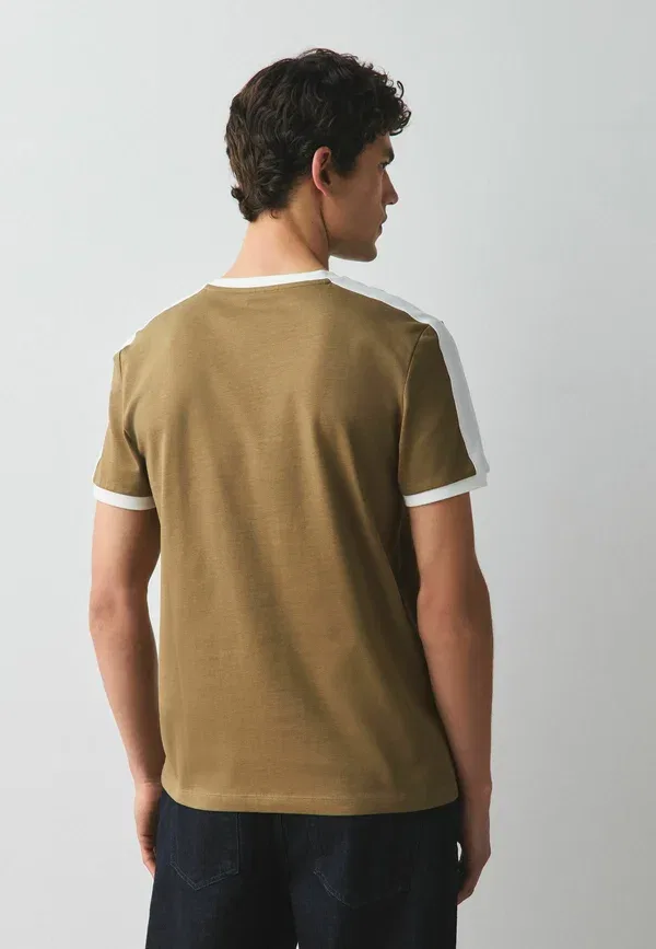 Футболка Regular Fit, Next, over arm stripe ringer t-shirt, хаки-зеленый — фото 3
