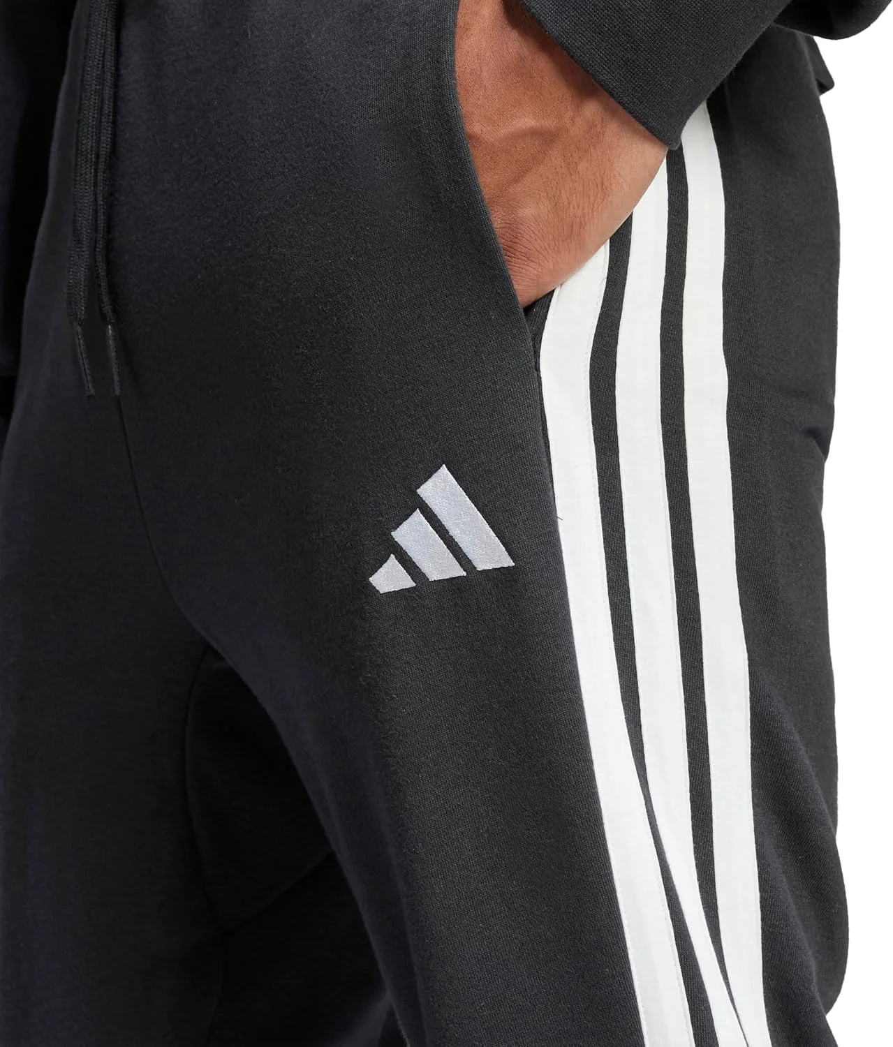 Мужские спортивные брюки Adidas Essentials 3-Stripes из французского махрового трикотажа, черно-белый — фото 2
