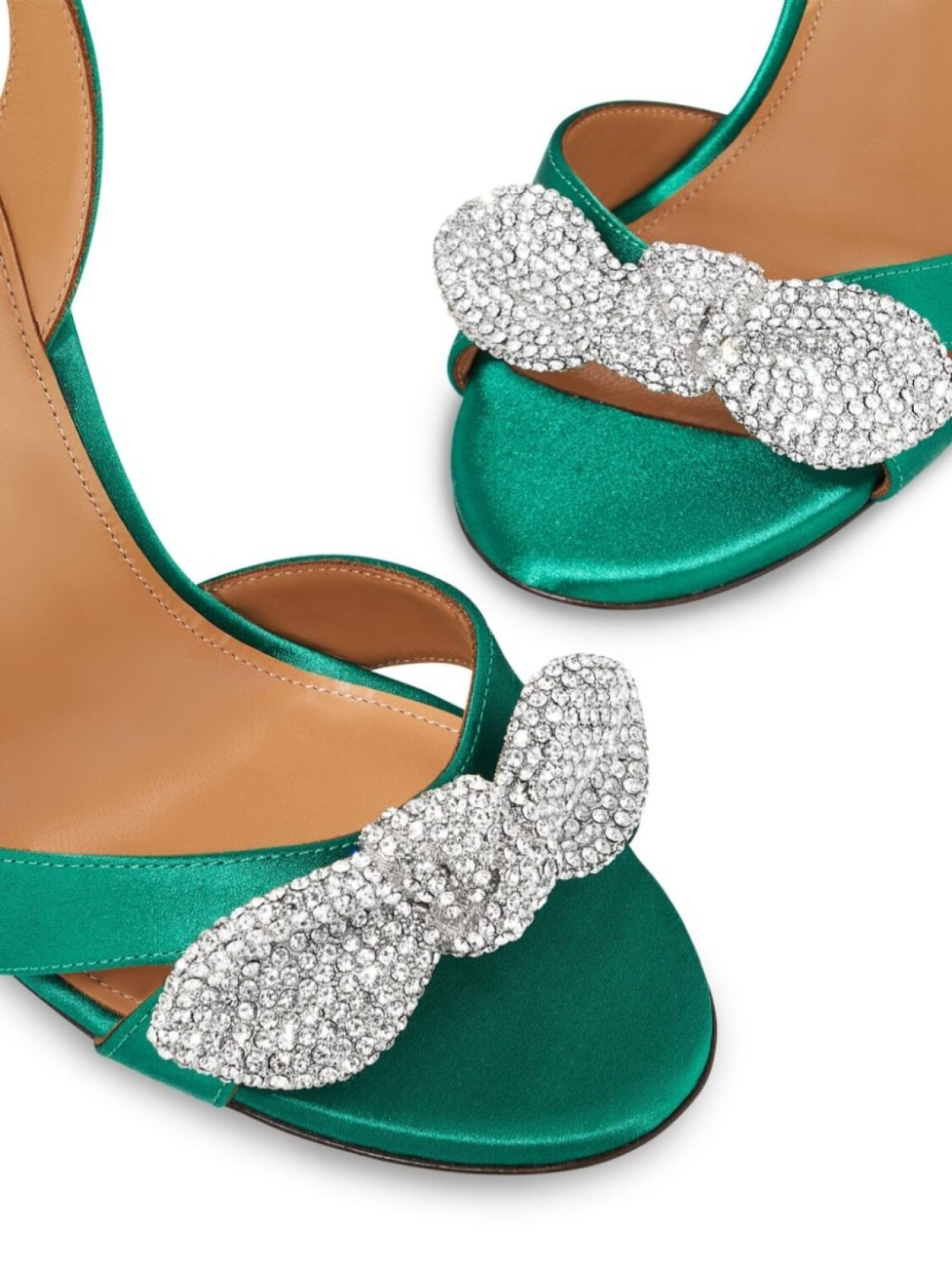 Aquazzura босоножки Very Bow Tie Crystal Sandal 105, зеленый — фото 4