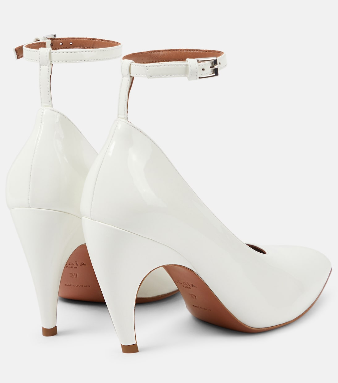 Туфли-лодочки из лаковой кожи Shark Alaïa, Blanc Optique — фото 3