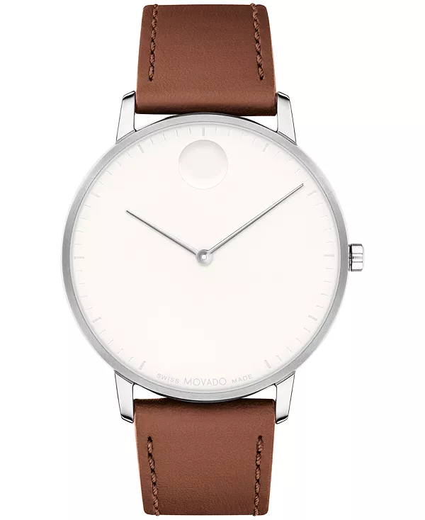 

Швейцарские кварцевые часы унисекс из коньячной кожи, 41 мм Movado, brown