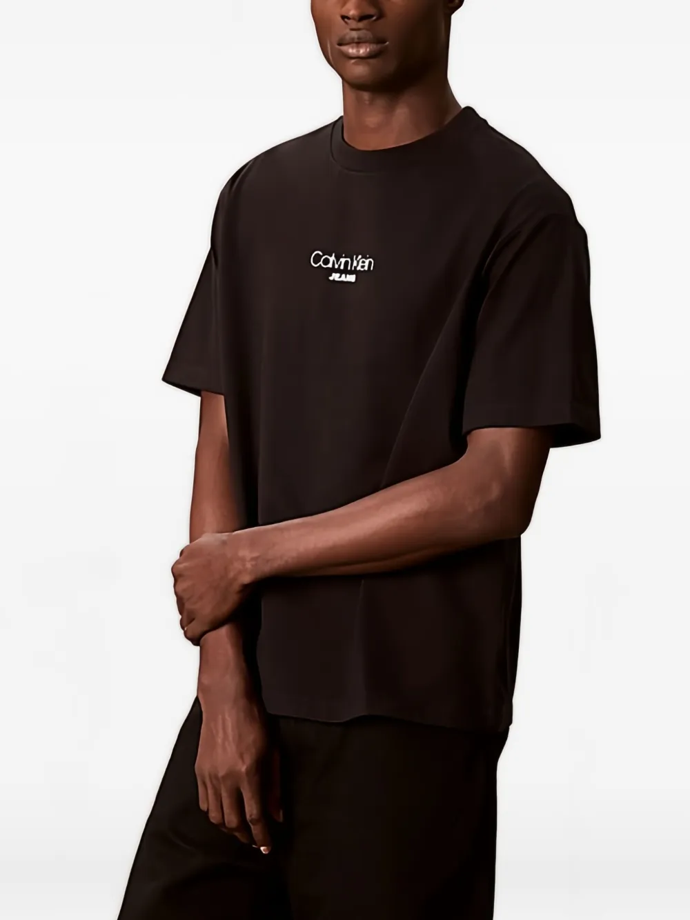 

Хлопковая футболка с логотипом Calvin Klein, черный