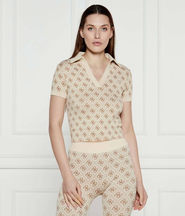 

Ромбовидное поло Cropped Fit Guess Active, бежевый