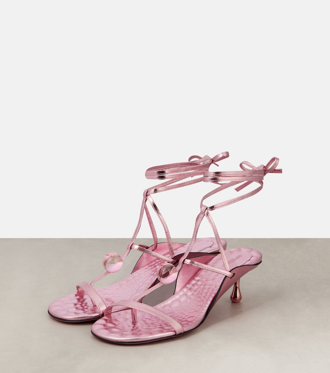 Зыра 50 сандалии из металлизированной кожи Jimmy Choo, Rose/Rose/Rose Mix — фото 4