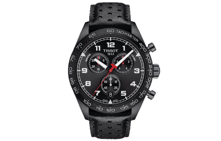 

TISSOT Часы Luchi 516 Series Quartz Movement Men's Watch Watch 45mm Black Dial Stainless Steel Case Leather Strap, Black Dial