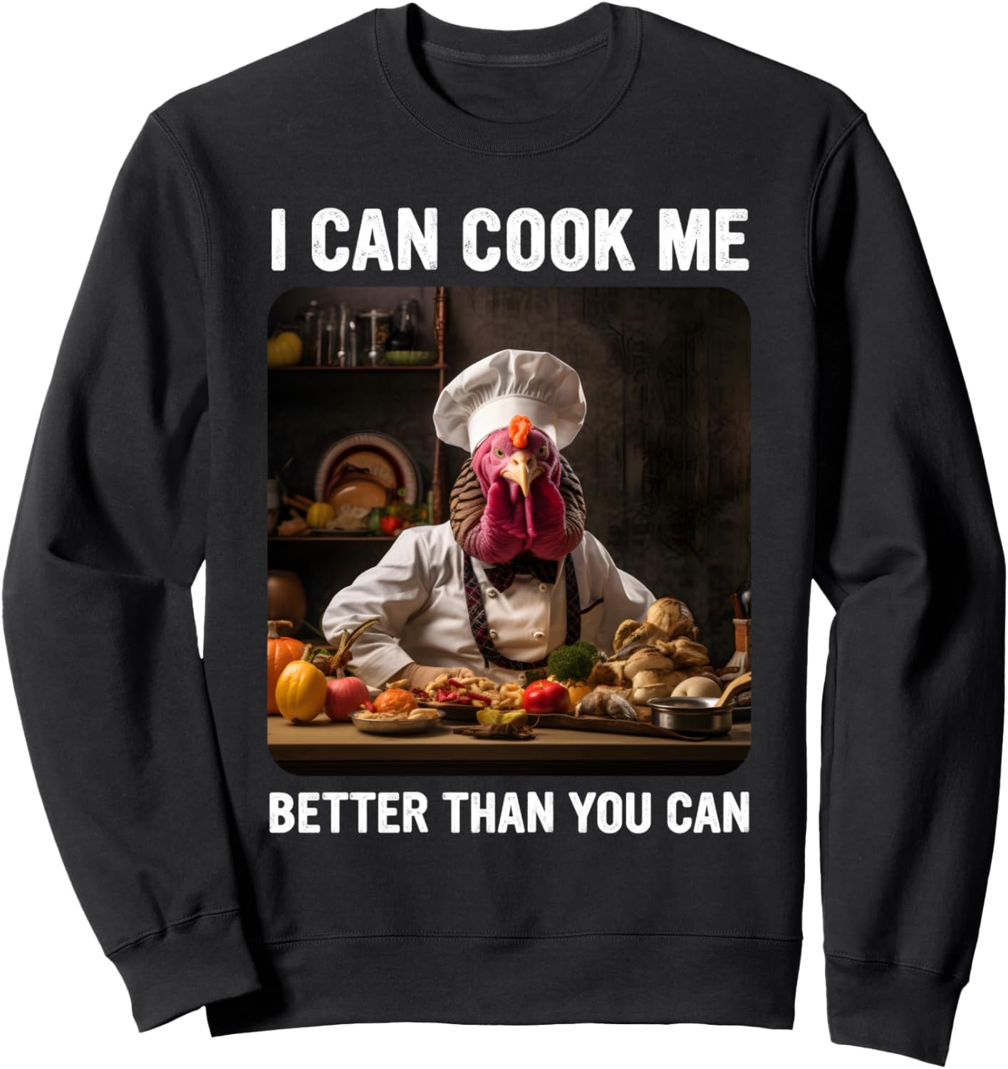 

Мем на тему Дня благодарения: Индейка, Шеф-повар, Готовит семейный ужин, Юмор, Толстовка Thanksgiving Turkey Chef Cooking Humor, черный