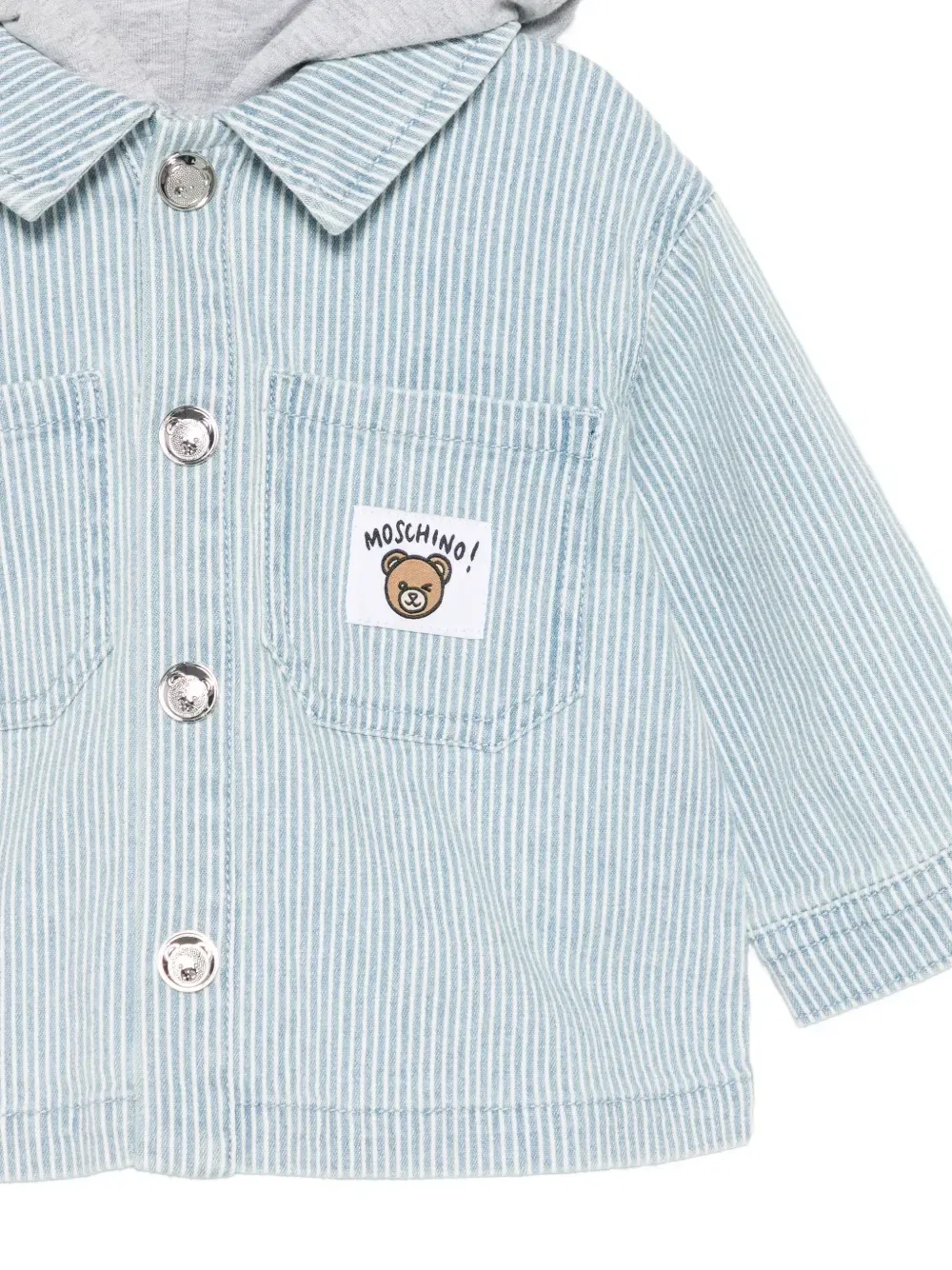 Полосатая куртка с капюшоном Moschino Kids, синий — фото 3