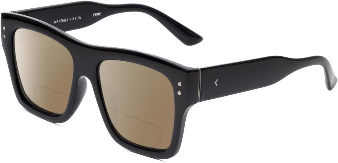 

Солнцезащитные очки Calabria K+K ESME Square Polarized BiFocal Reading Sunglasses Women Trendy Sunnies Chic Designer Bi-Focal Sun Glasses Reader, Gloss Black/Amber Brown Lens
