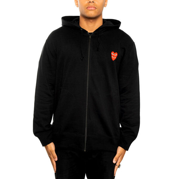 Толстовка red stacked heart zip up hoodie Comme Des Garcons Play, черный — фото 3
