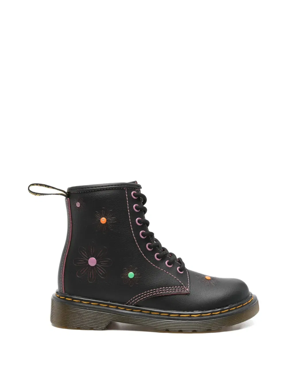 Ботинки на шнуровке с цветочным принтом Dr. Martens Kids, черный