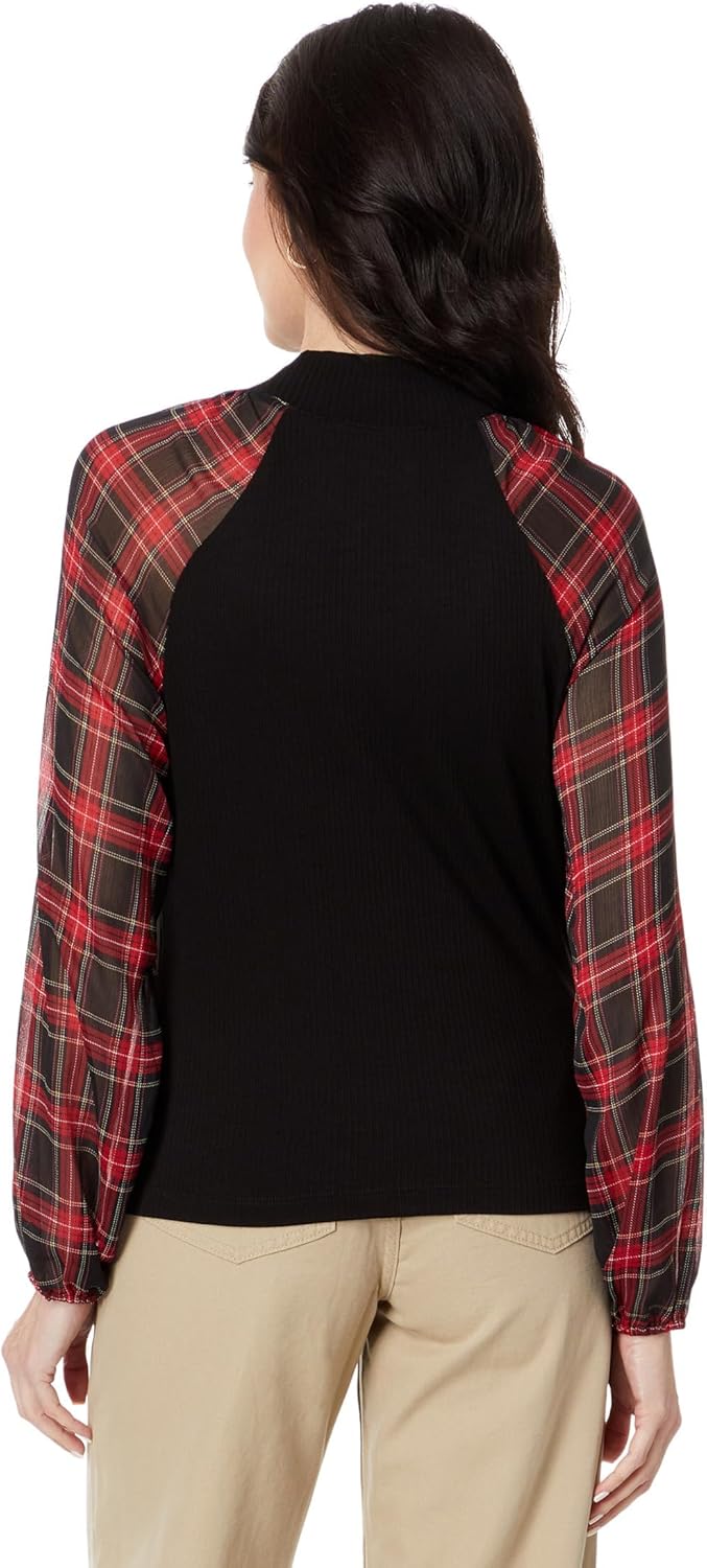 Женский топ Tommy Hilfiger с длинными рукавами и комбинированной отделкой, Black — фото 2