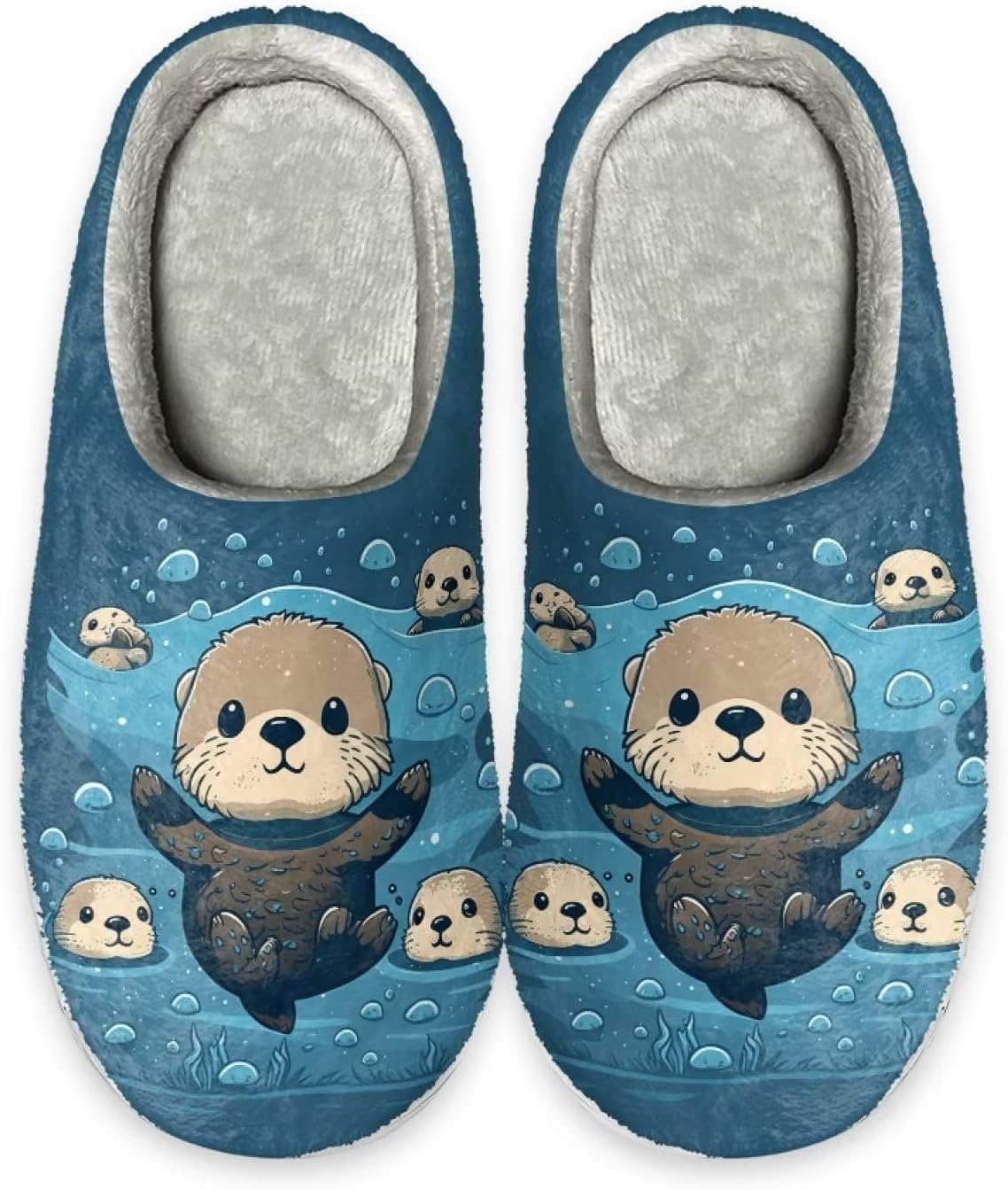 

Тапочки Xpyiqun для женщин и мужчин, домашние слипоны, пушистые теплые зимние тапочки, размер 4-12, Sea Otter