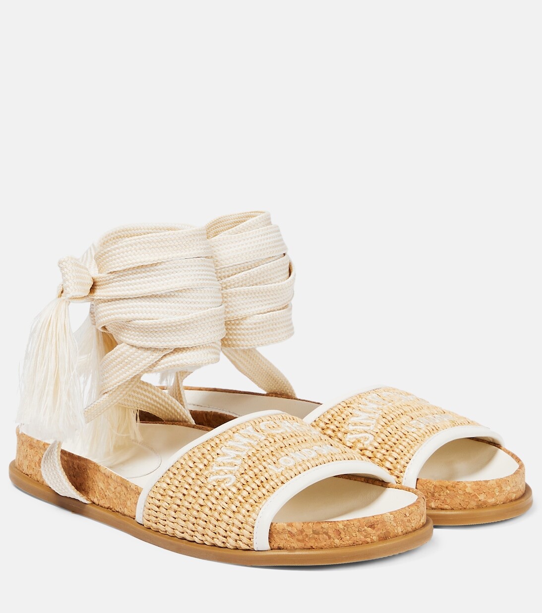 Сандалии Gal Flat из рафии с логотипом Jimmy Choo, нейтральный