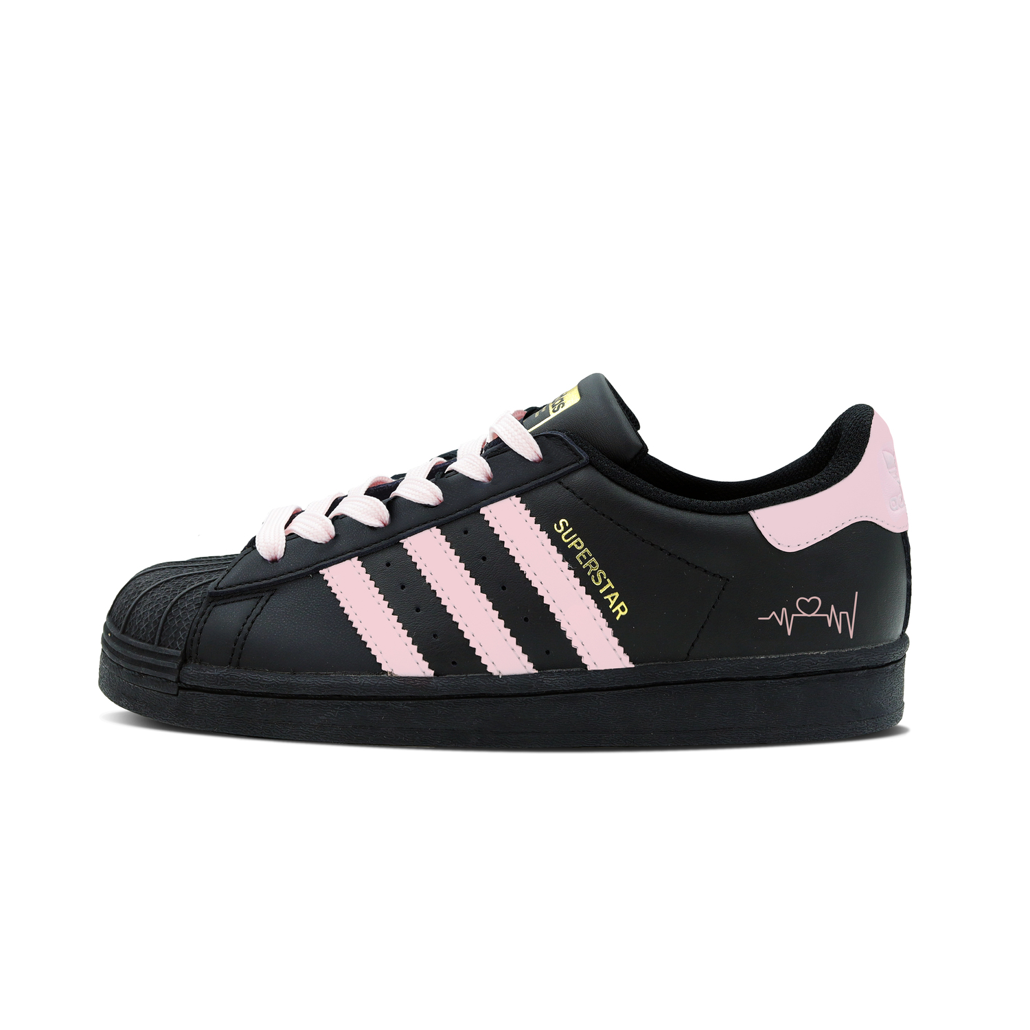 

Детские скейтерские кроссовки Superstar J Grade School Adidas Originals, черно-розовые