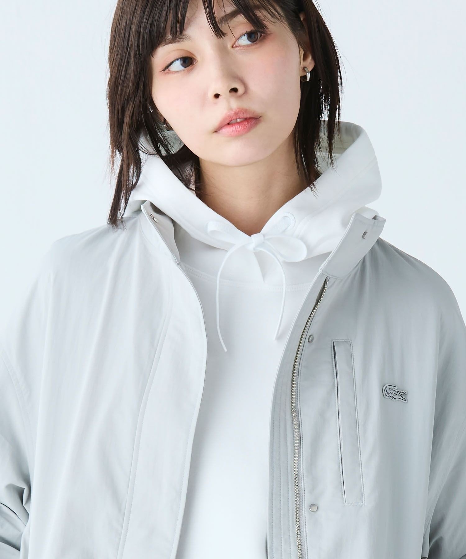 Куртка LACOSTE нейлоновая тафта Light gray — фото 2
